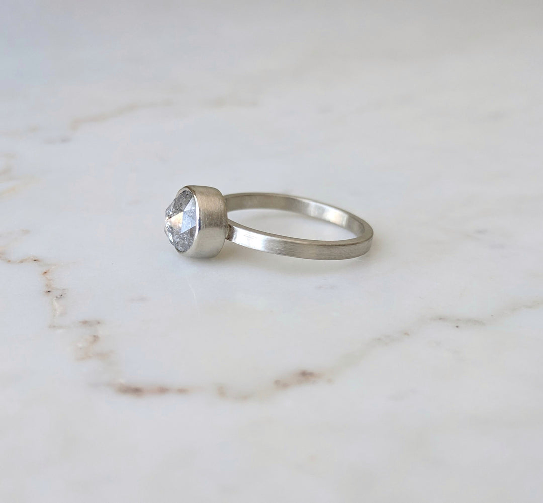 Salt & Pepper Diamond Ring | 14K White Gold