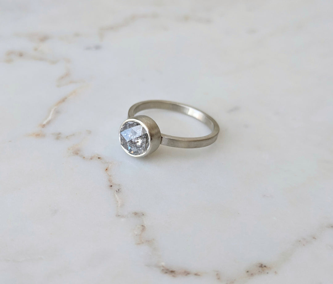 Salt & Pepper Diamond Ring | 14K White Gold