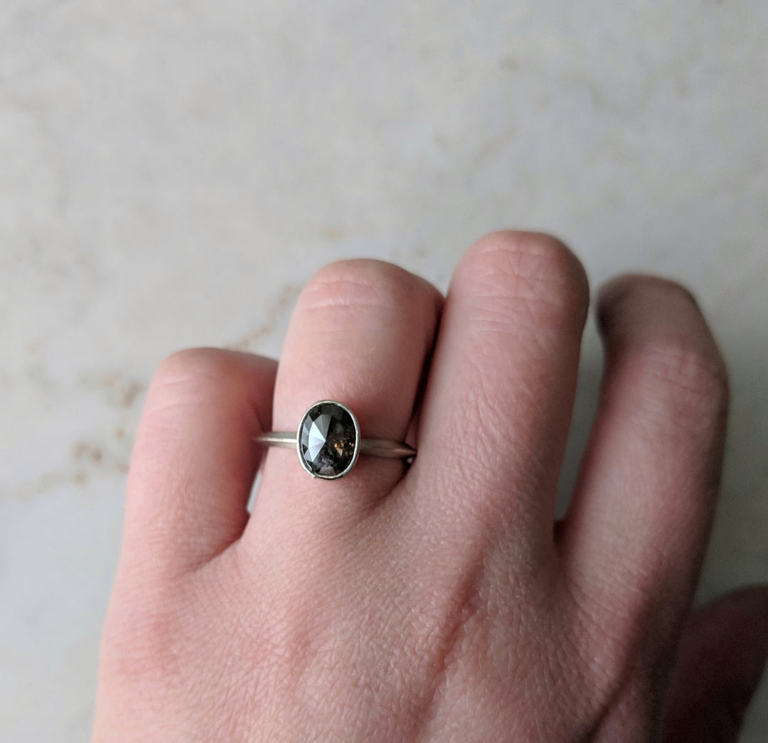 Oval Diamond Engagement Ring | 14K White Gold