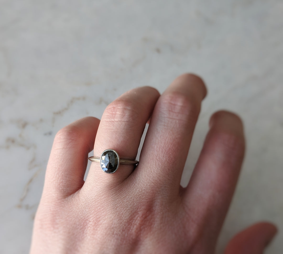 Oval Diamond Engagement Ring | 14K White Gold