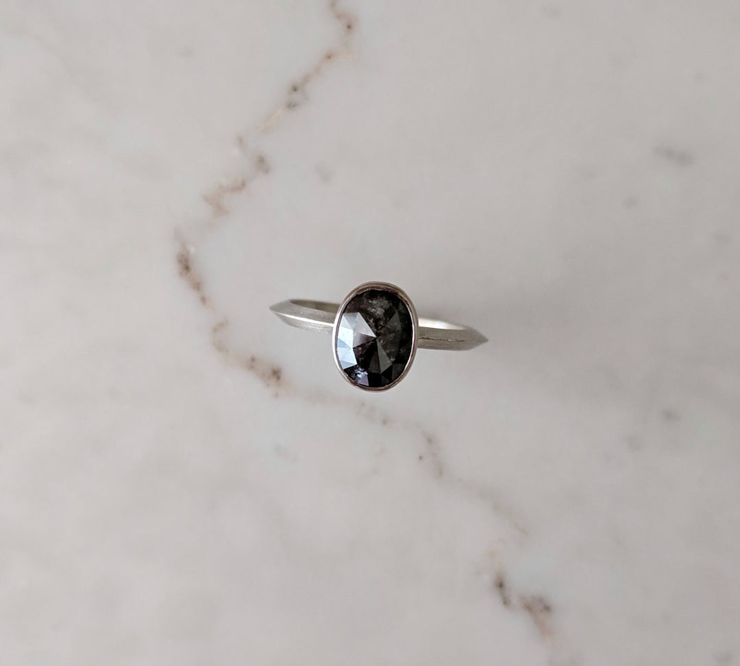Oval Diamond Engagement Ring | 14K White Gold