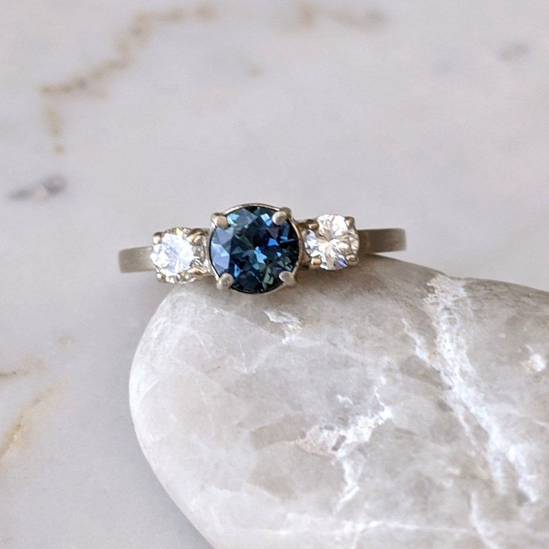 Sapphire + Diamond 3 Stone Ring