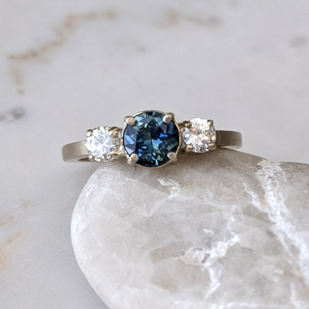 Sapphire + Diamond 3 Stone Ring