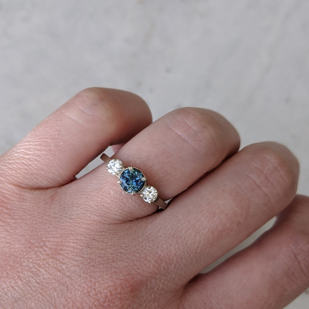 Sapphire + Diamond 3 Stone Ring