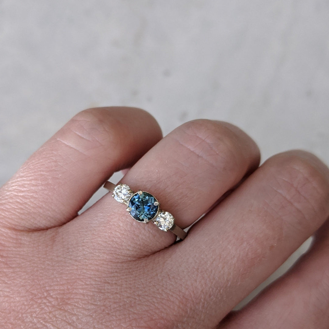 Sapphire + Diamond 3 Stone Ring