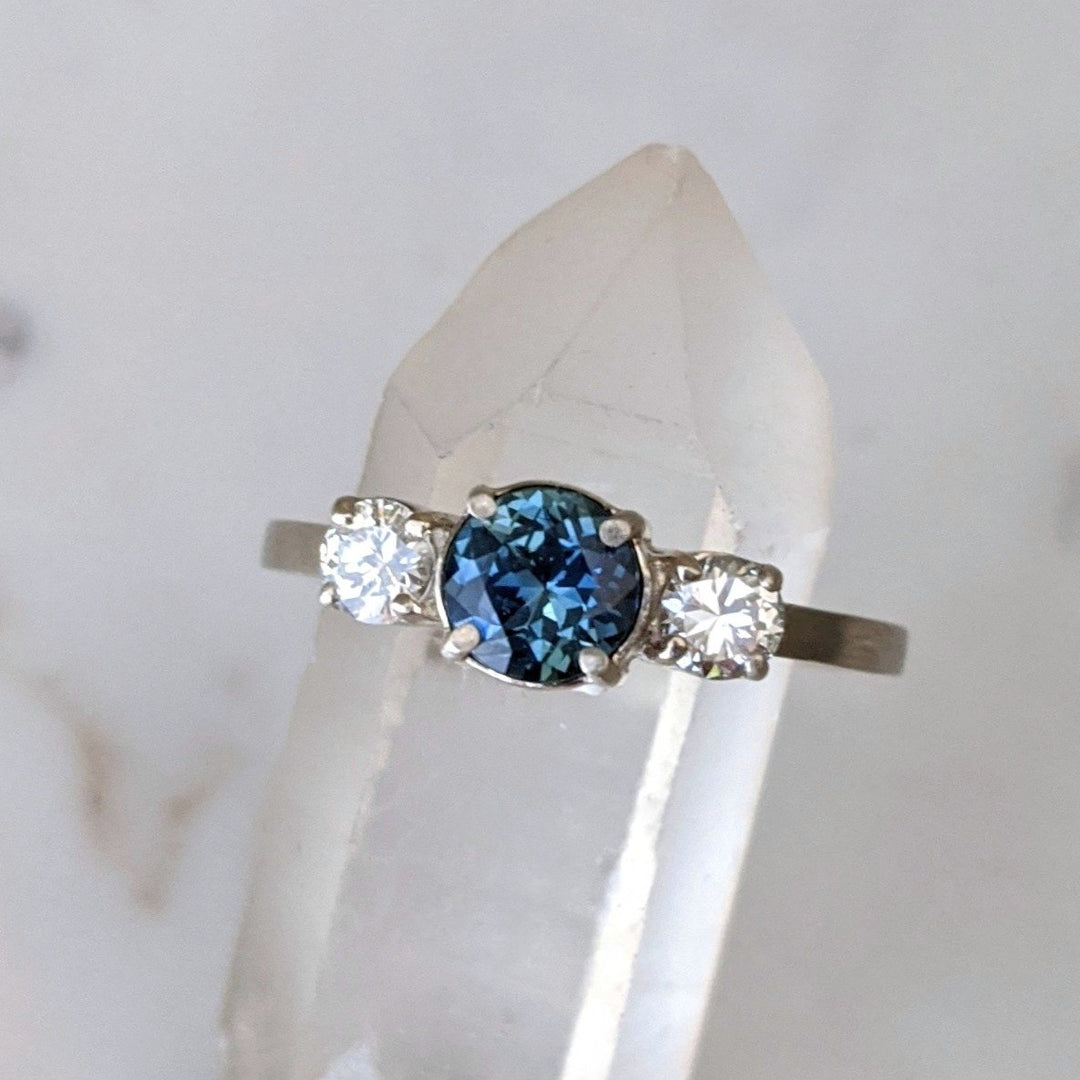 Sapphire + Diamond 3 Stone Ring