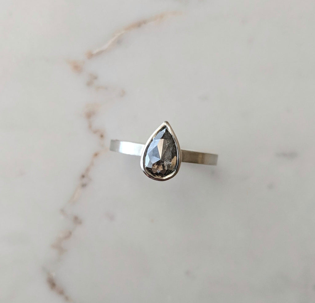 Salt and pepper diamond ring