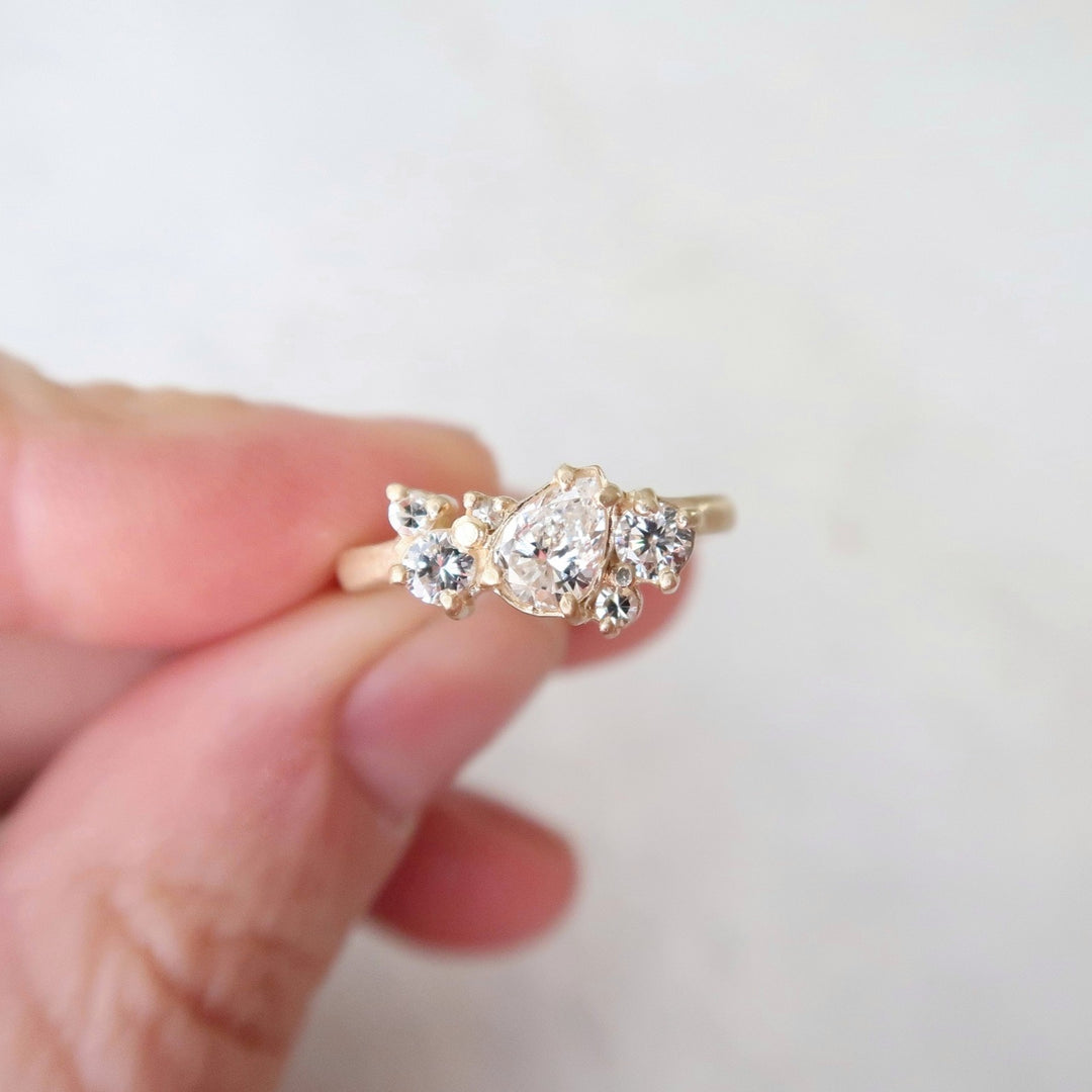 Pear Diamond Cluster Ring | Yellow Gold