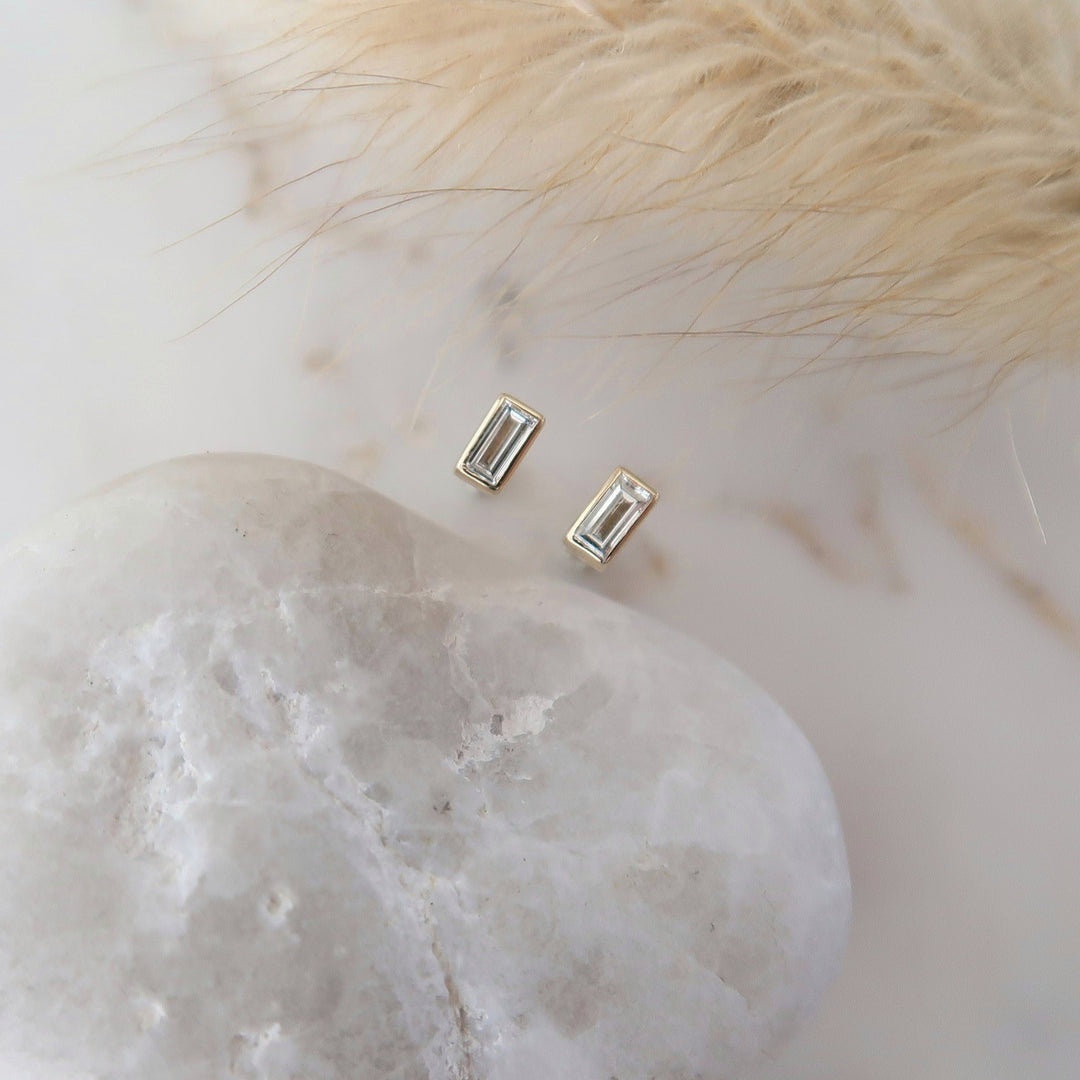 Petite Diamond Baguette Stud Earrings