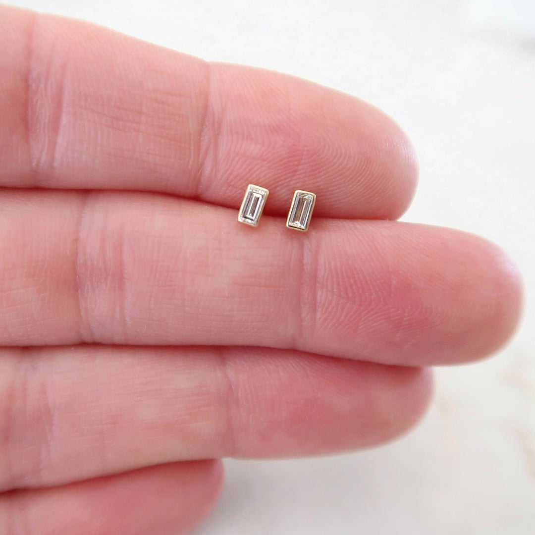 Petite Diamond Baguette Stud Earrings