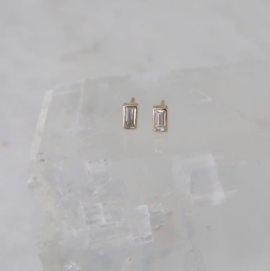 Petite Diamond Baguette Stud Earrings