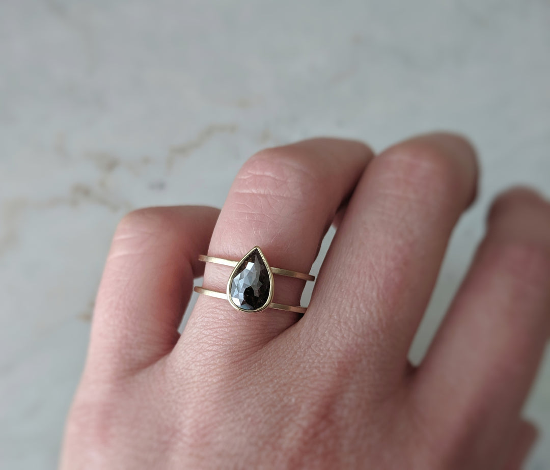 Brown Pear Diamond | Spacer Band Ring