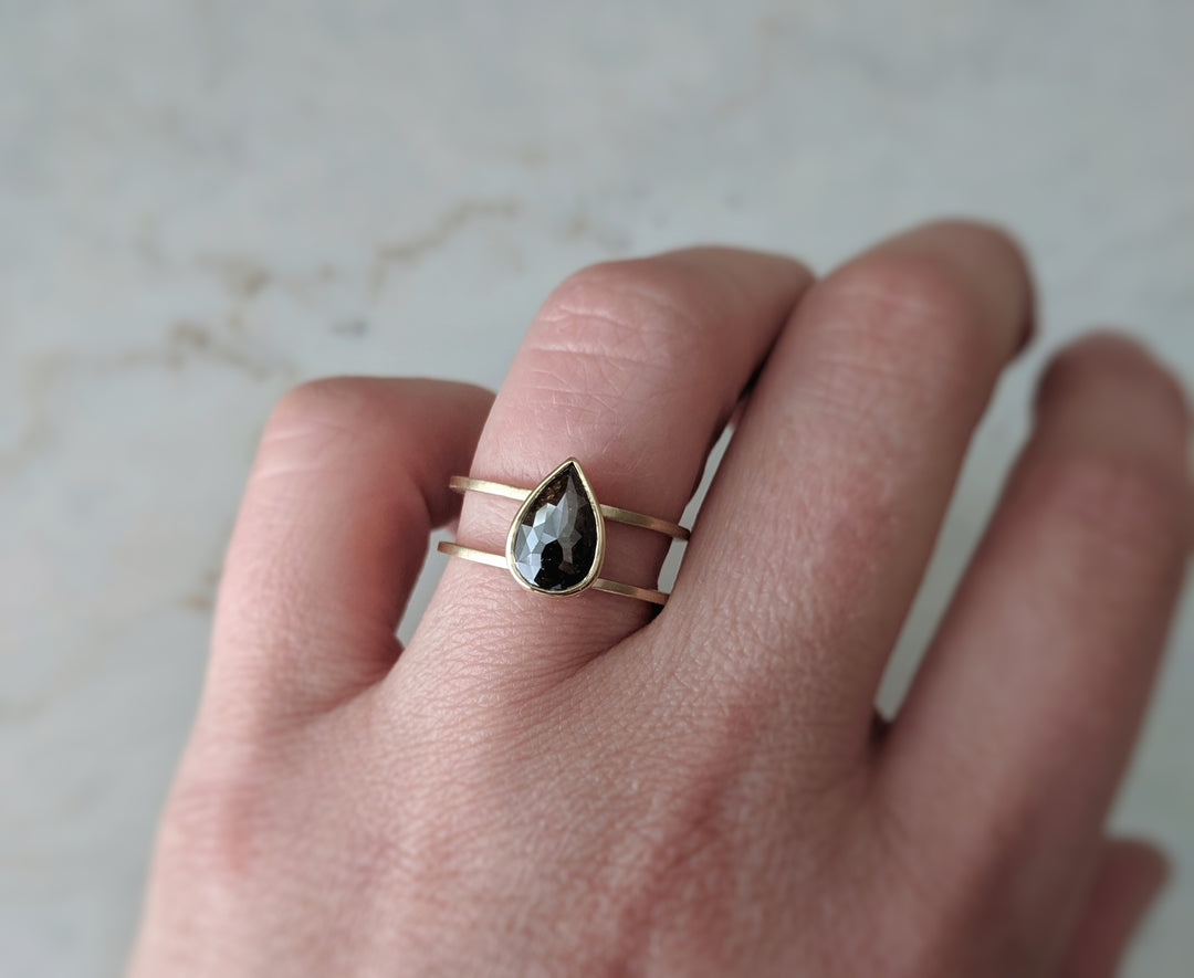 Brown Pear Diamond | Spacer Band Ring