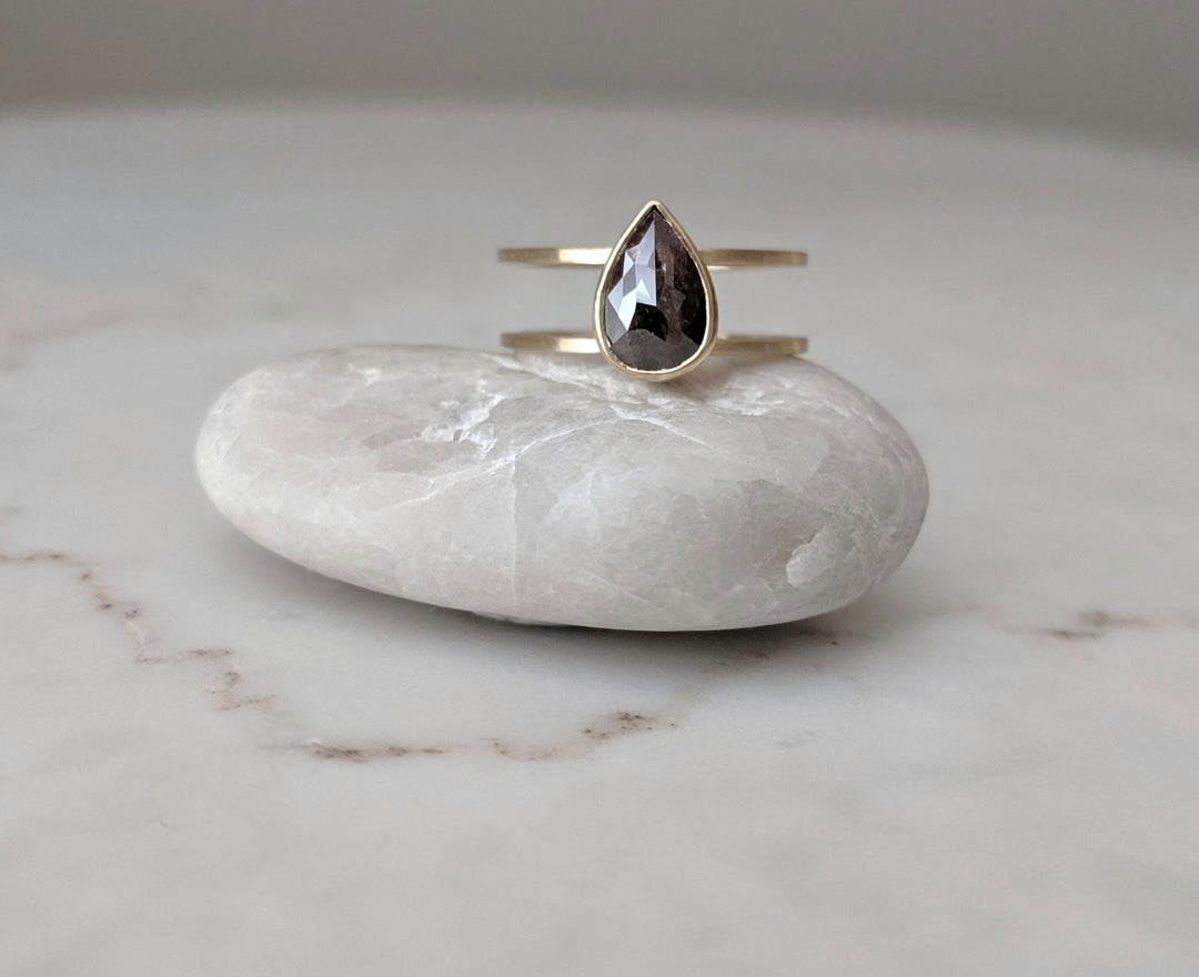 Brown Pear Diamond | Spacer Band Ring