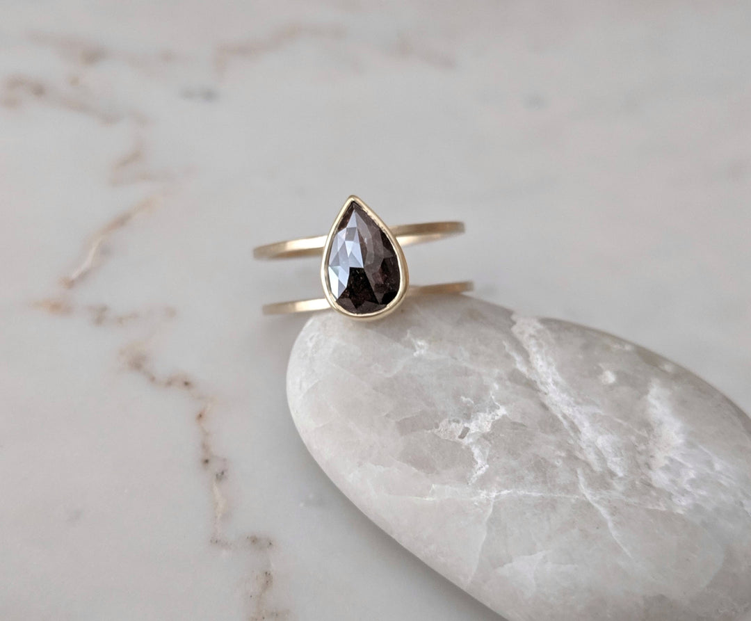 Brown Pear Diamond | Spacer Band Ring