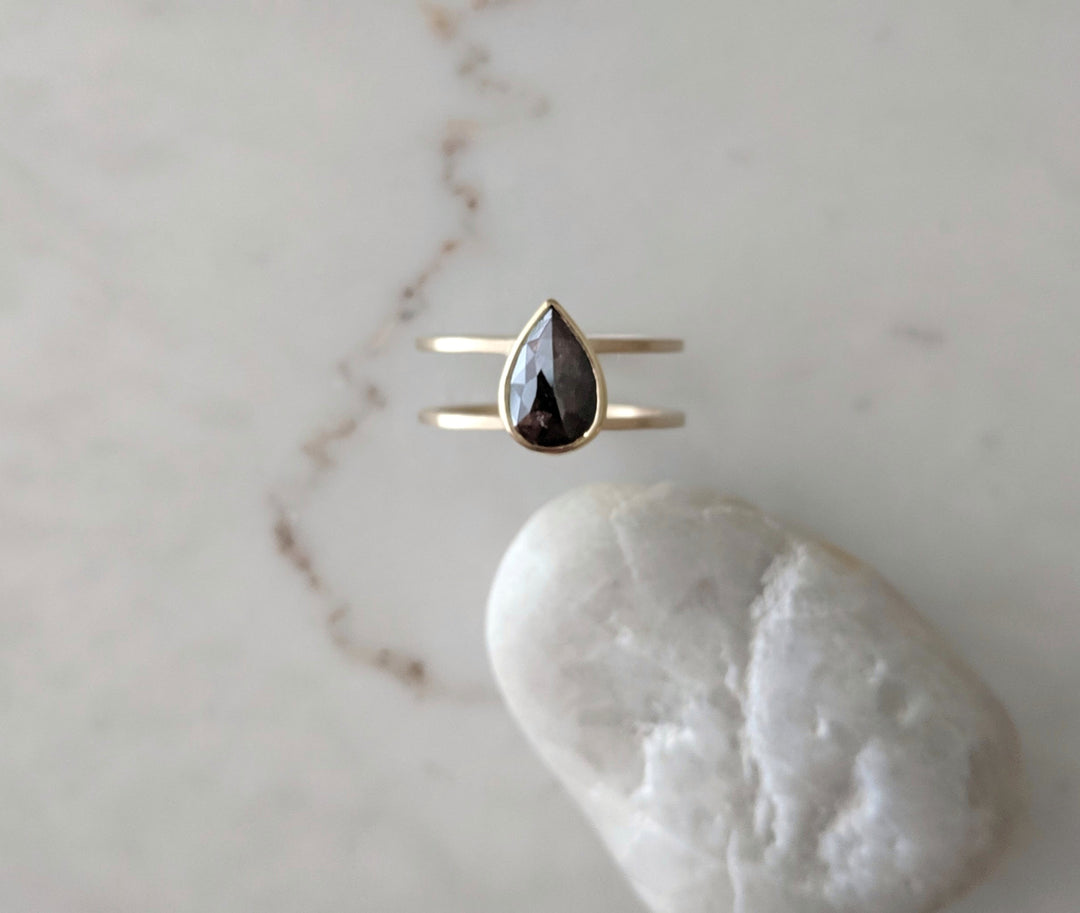 Brown Pear Diamond | Spacer Band Ring