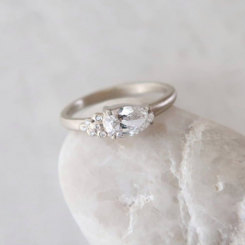 Pear Diamond Cascade Ring