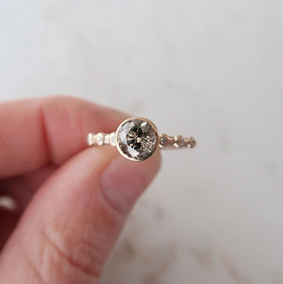 .77 Ct Salt and Pepper Diamond with Dot Band