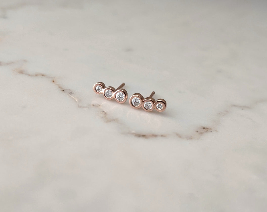 Petite Diamond Ear Climbers | 14K Rose Gold