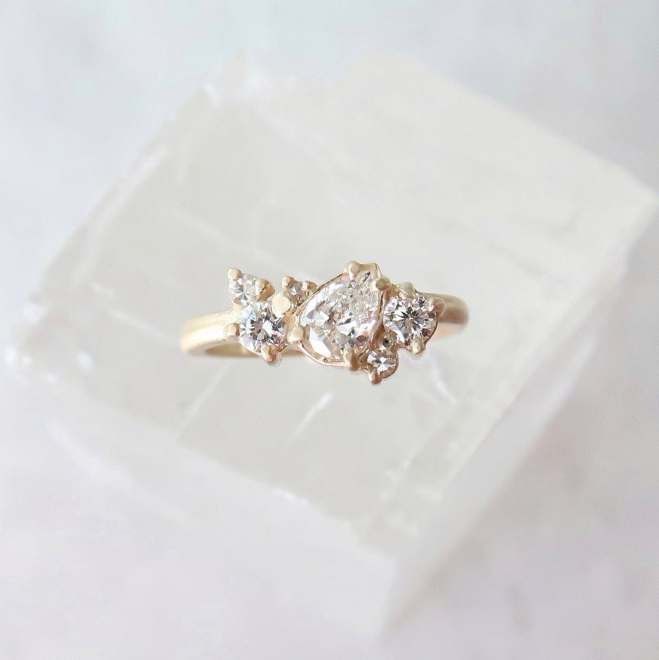 Pear Diamond Cluster Ring | Yellow Gold