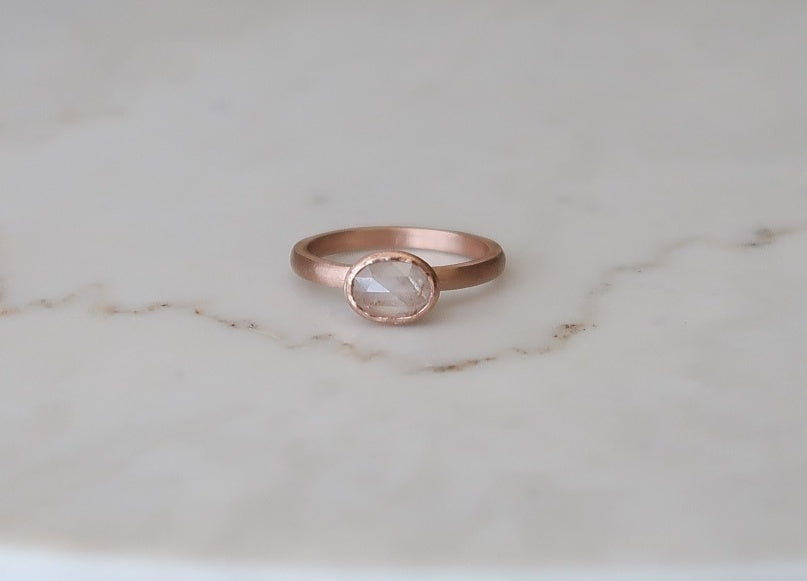 Creamy Oval Diamond Ring | 14K Rose Gold