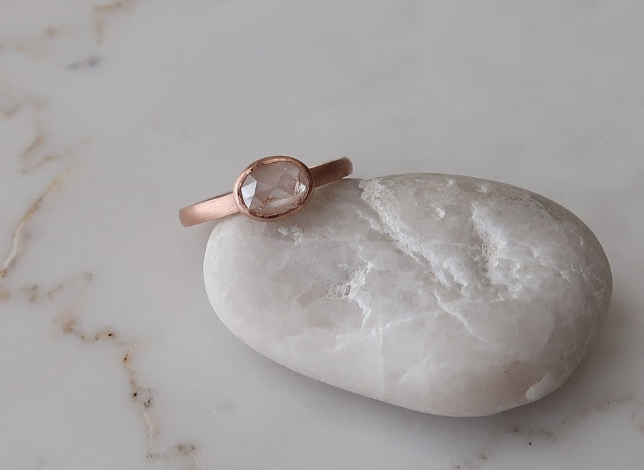 Creamy Oval Diamond Ring | 14K Rose Gold