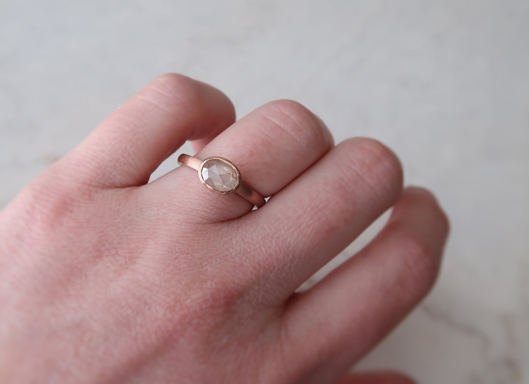 Creamy Oval Diamond Ring | 14K Rose Gold