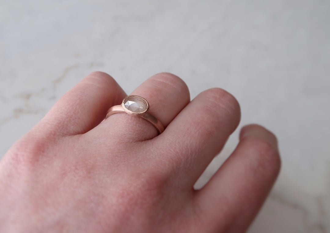 Creamy Oval Diamond Ring | 14K Rose Gold