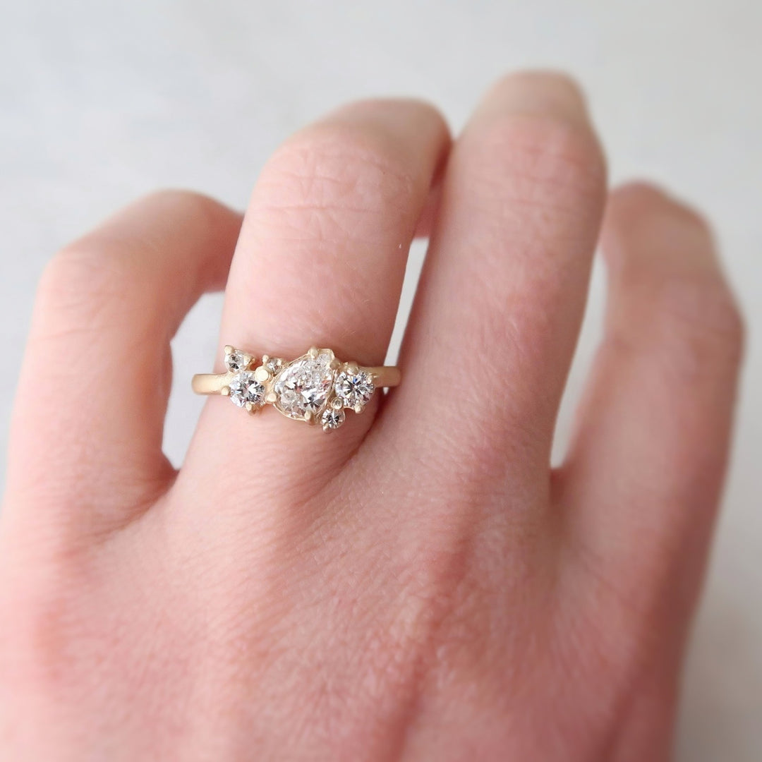 Pear Diamond Cluster Ring | Yellow Gold