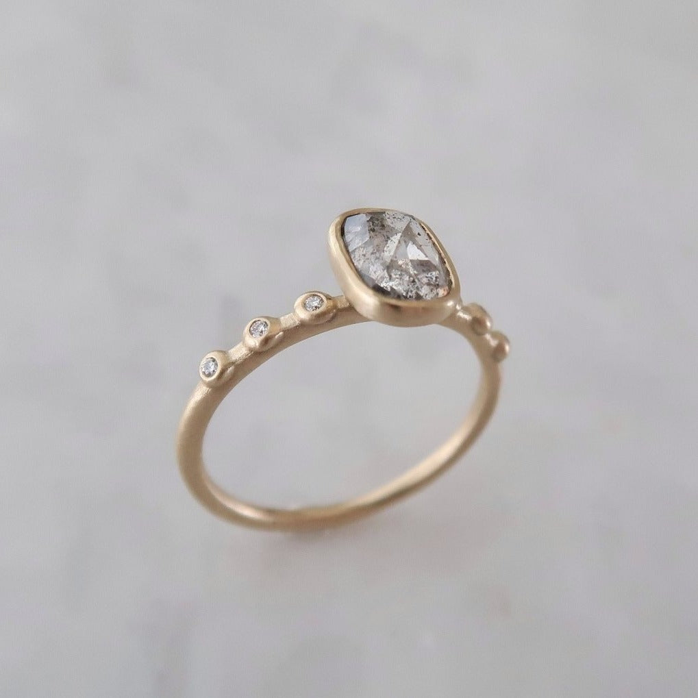 .87 CT Salt and Pepper Diamond w/Dotted Band