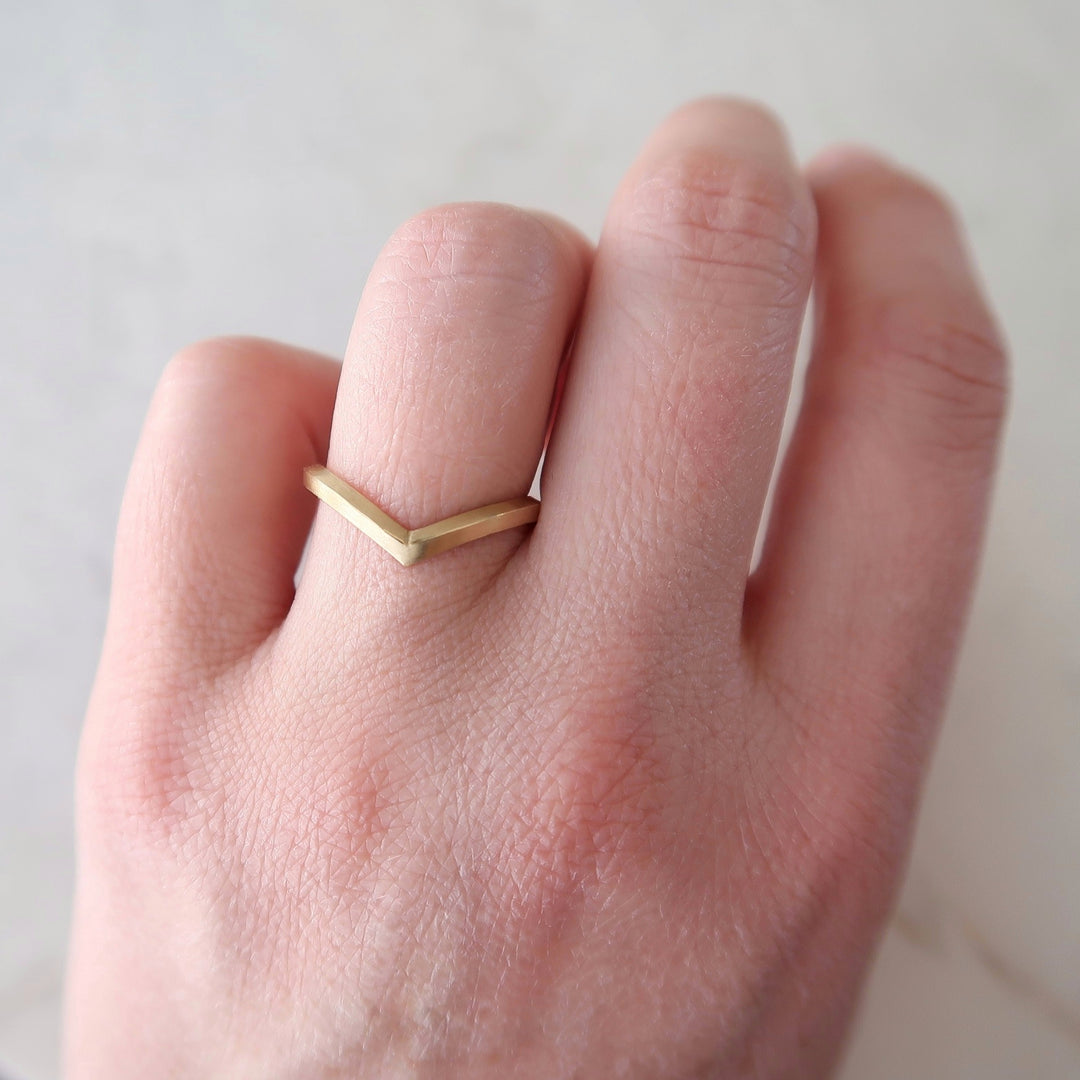 Geometric Pear Diamond Ring Set | 14K Yellow Gold