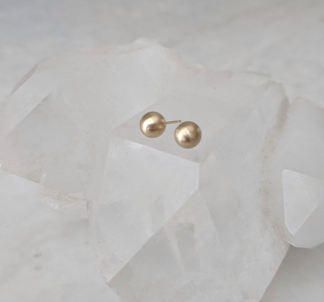 Gold Sphere Studs | 14K Yellow Gold