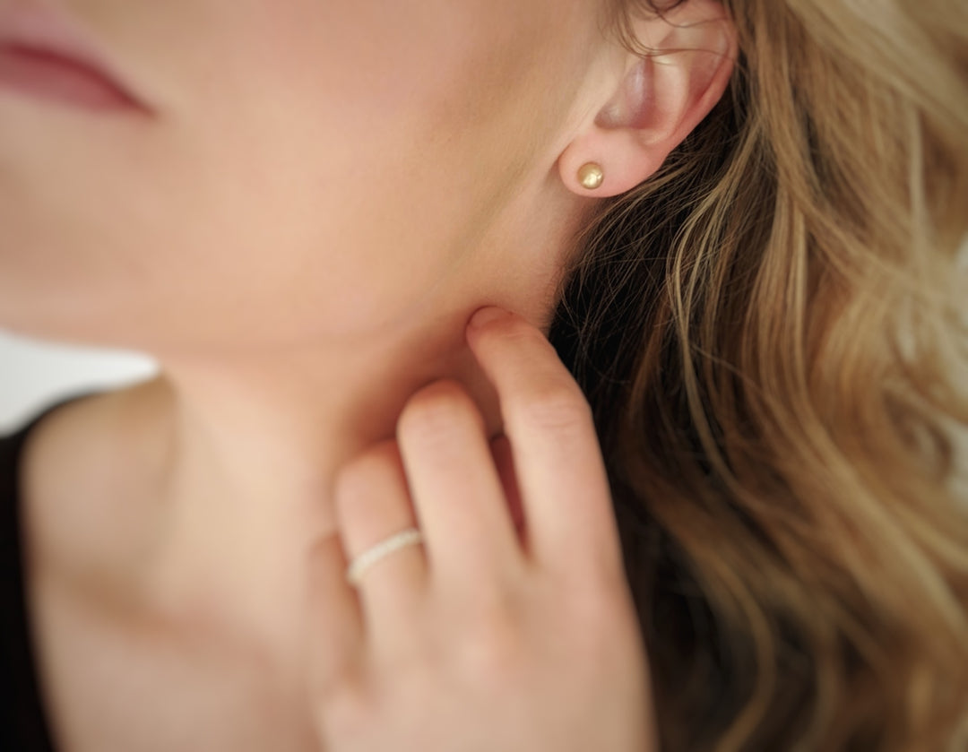 Gold Sphere Studs | 14K Yellow Gold