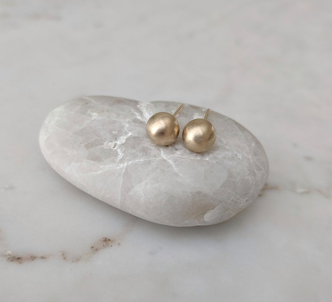 Gold Sphere Studs | 14K Yellow Gold