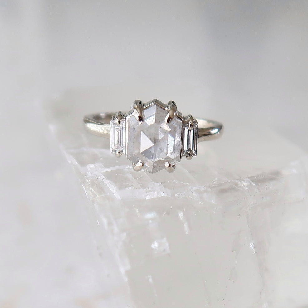 1.65 Ct Hexagon Diamond with Baguette Accents