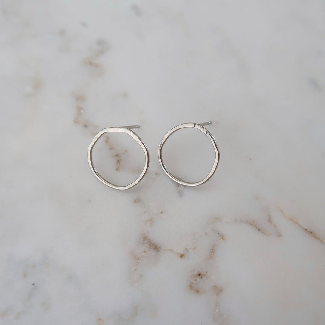 Medium Hoop Studs White Gold