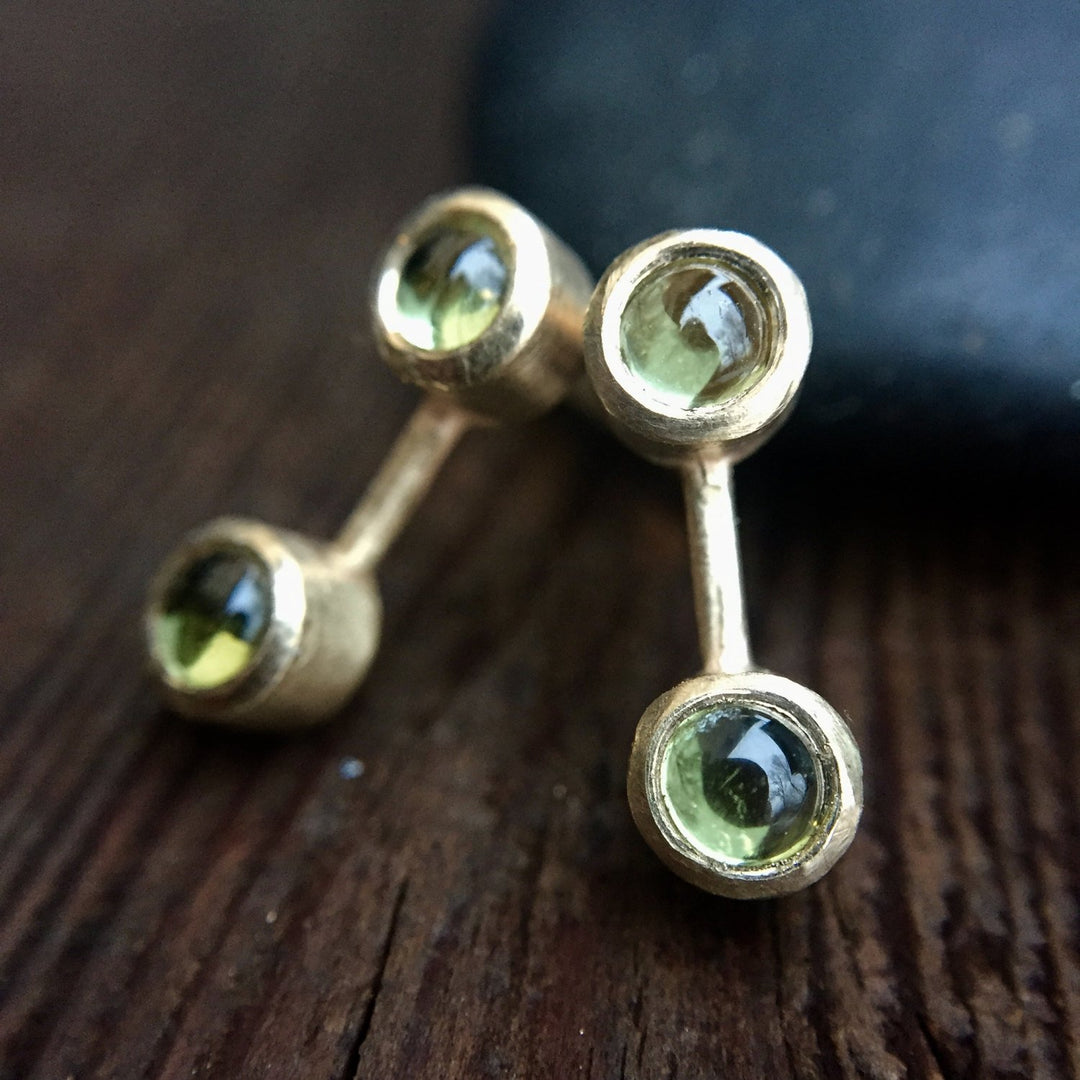 Peridot 14K Yellow Gold Spacer Stud Earrings