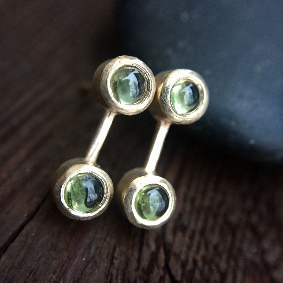 Peridot 14K Yellow Gold Spacer Stud Earrings