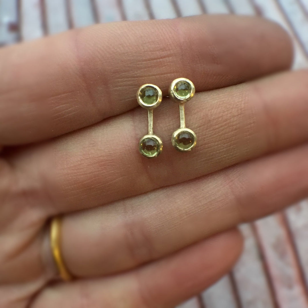 Peridot 14K Yellow Gold Spacer Stud Earrings