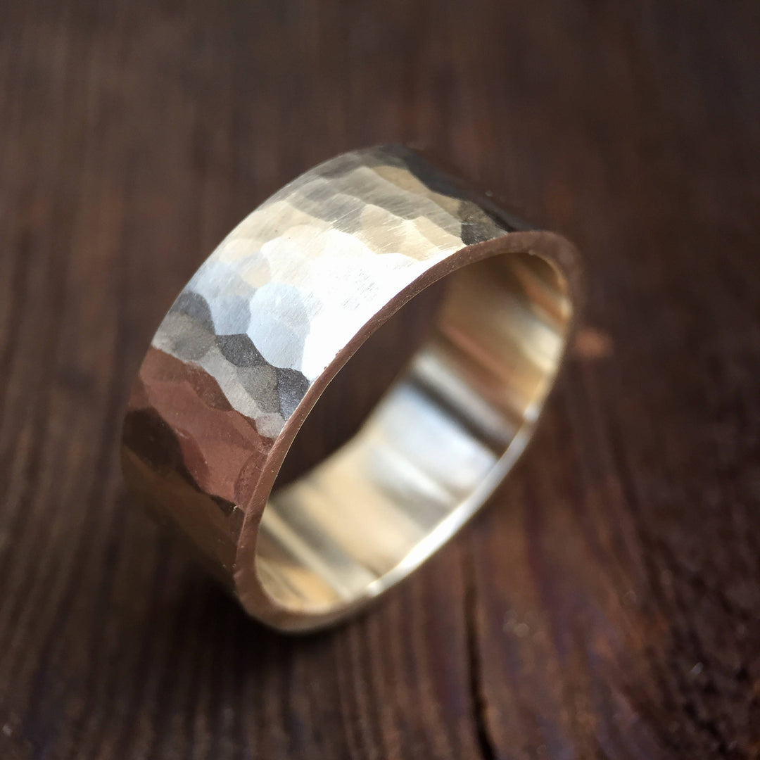 Men's 8mm Hammered Band in 14K Yellow Gold