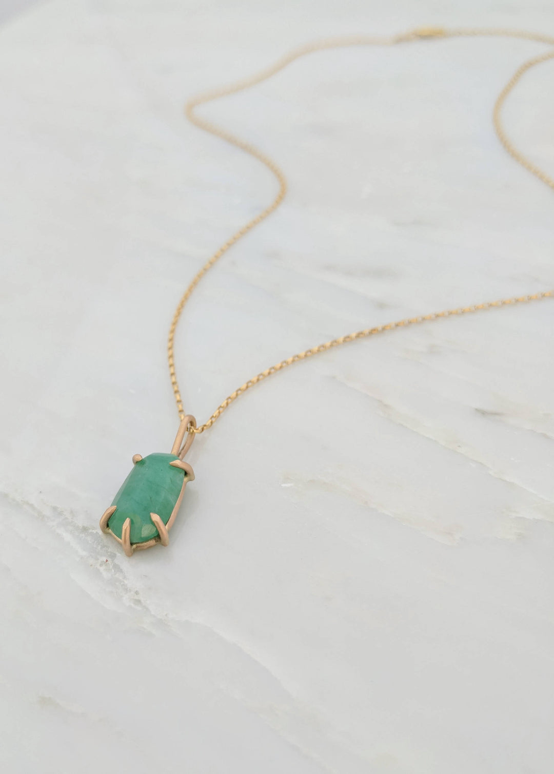 Rose Cut Natural Emerald Pendant Necklace