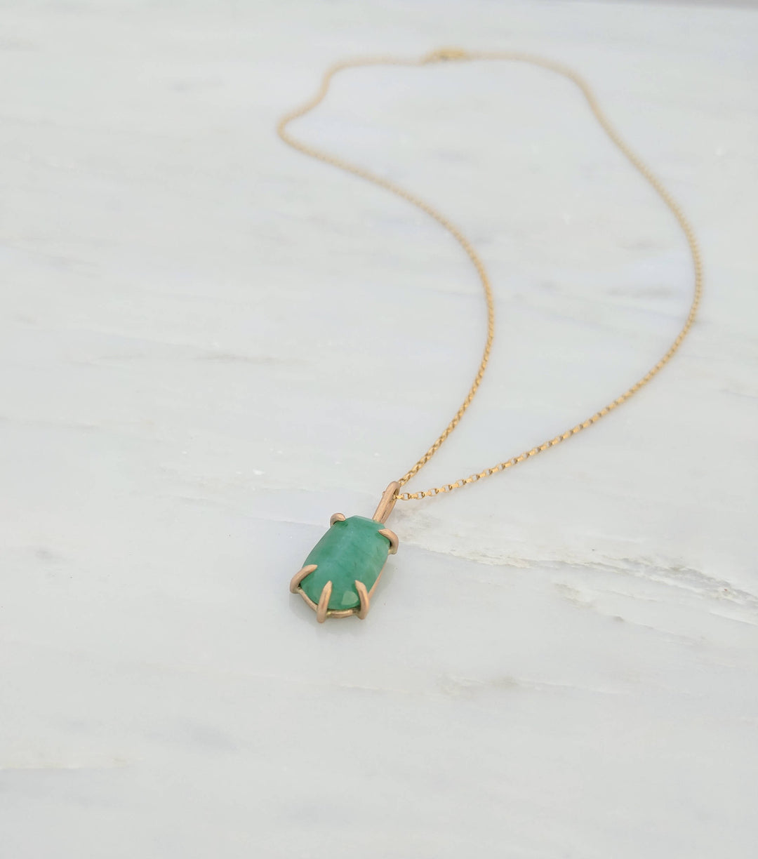 Rose Cut Natural Emerald Pendant Necklace