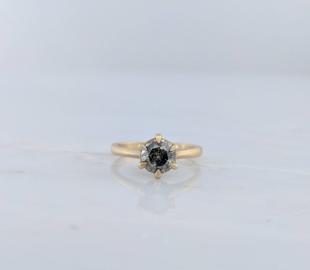 Salt and Pepper Diamond Ring in 14K Yellow Gold