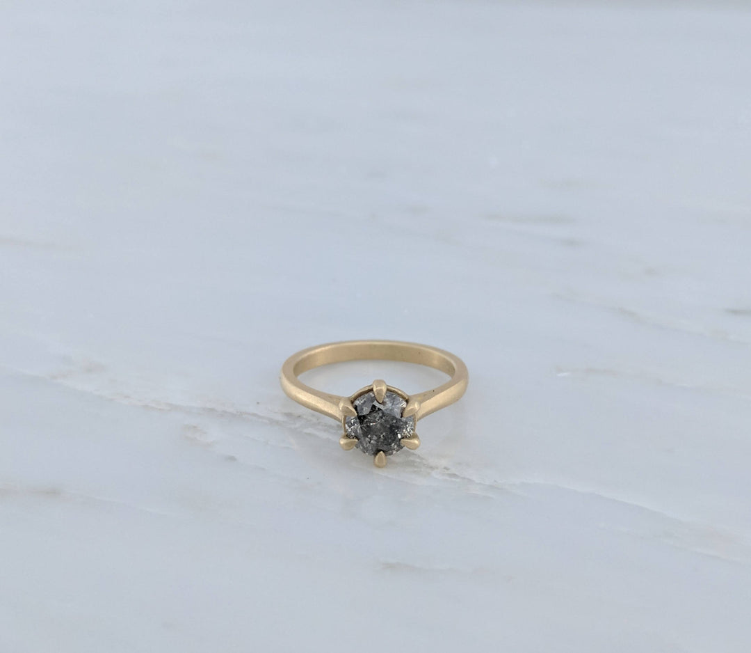 Salt and Pepper Diamond Ring in 14K Yellow Gold