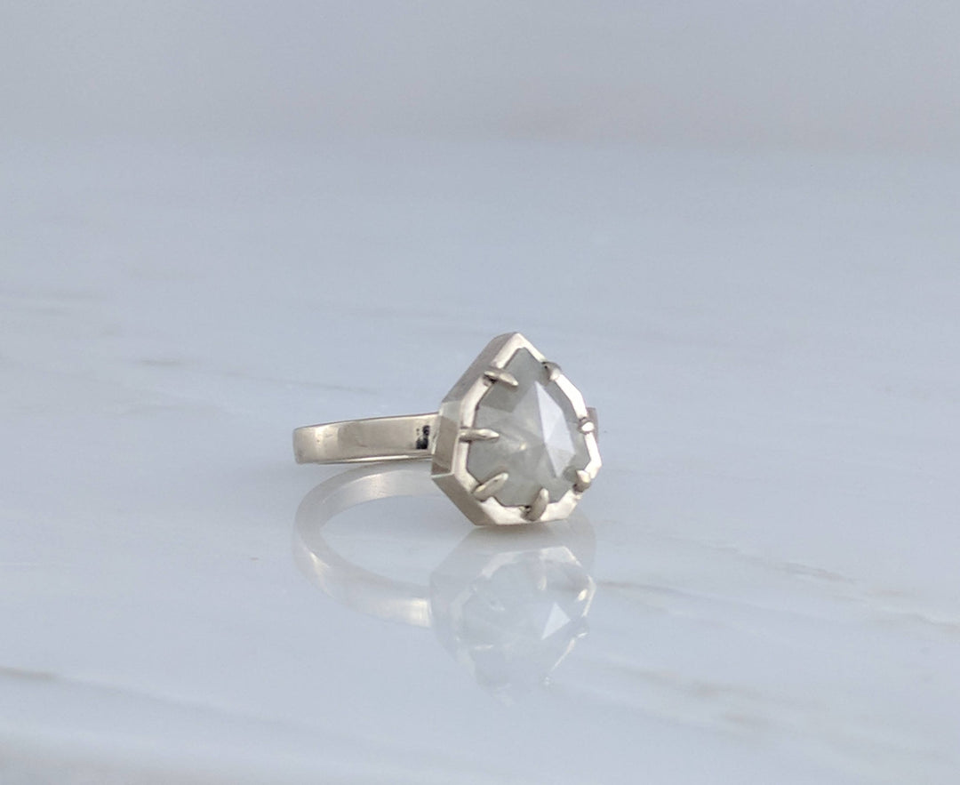 Shield Diamond Ring | 14K White Gold