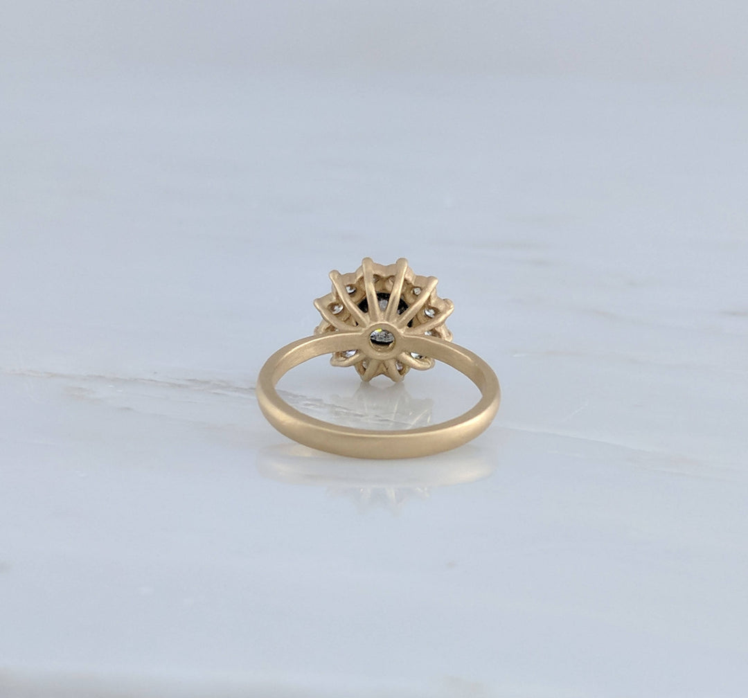 Gray Diamond Cluster Ring in 14K Yellow Gold