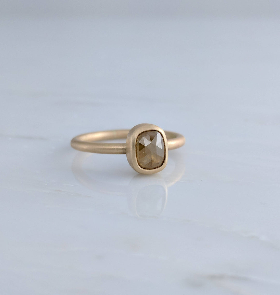 Gold Oval Diamond Ring in 14K Gold