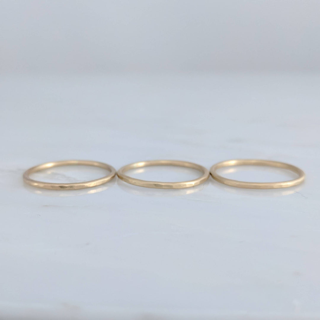 Set of 3 Hammered Stacking Rings | 14K Yellow Gold