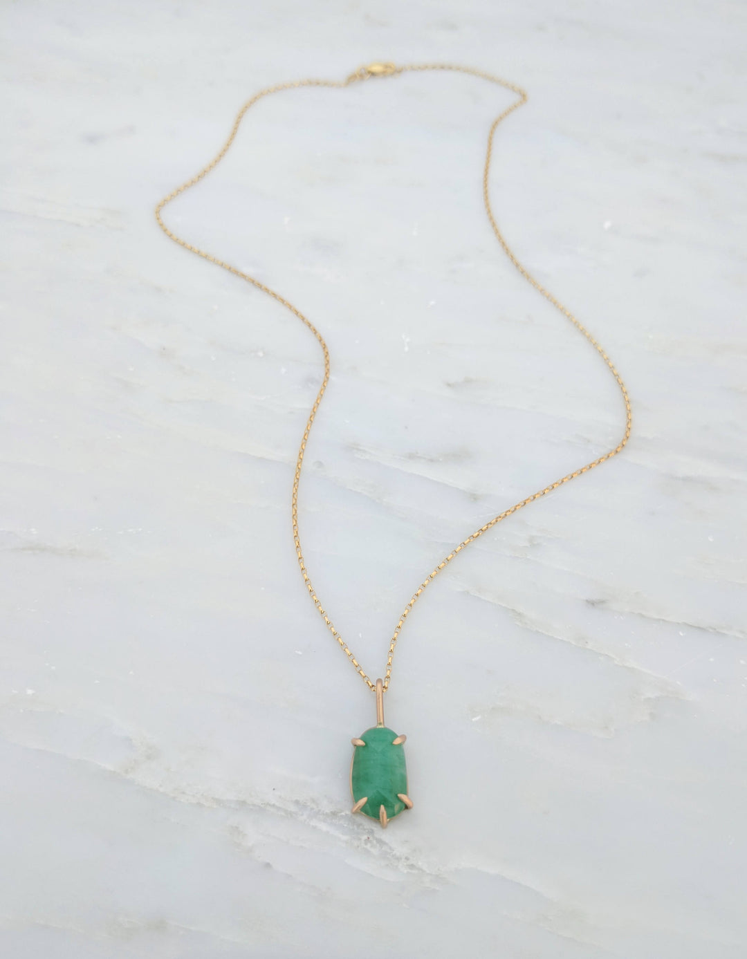 Rose Cut Natural Emerald Pendant Necklace