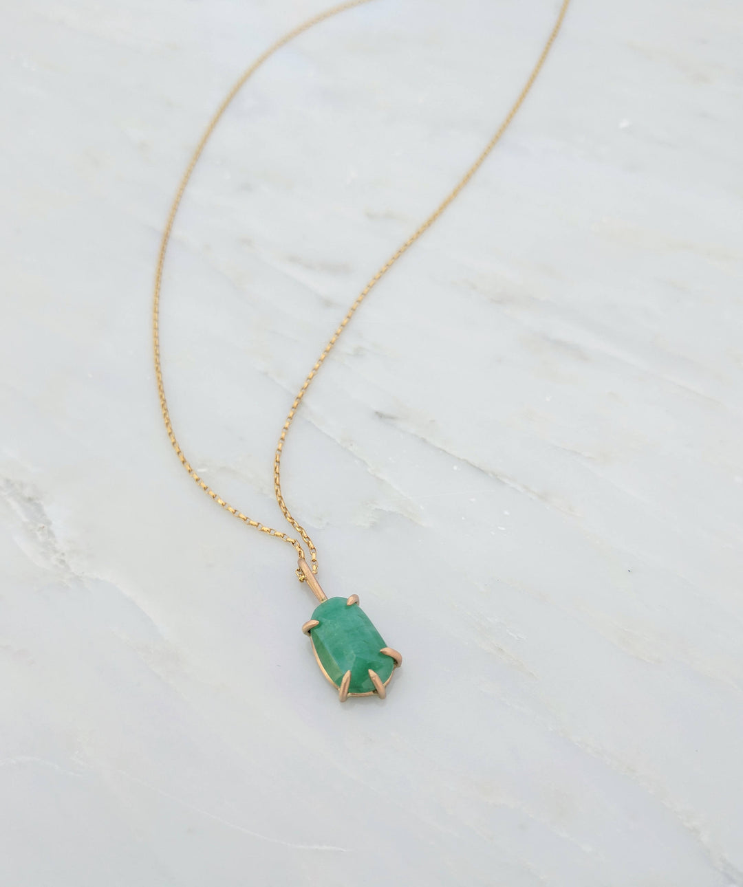 Rose Cut Natural Emerald Pendant Necklace